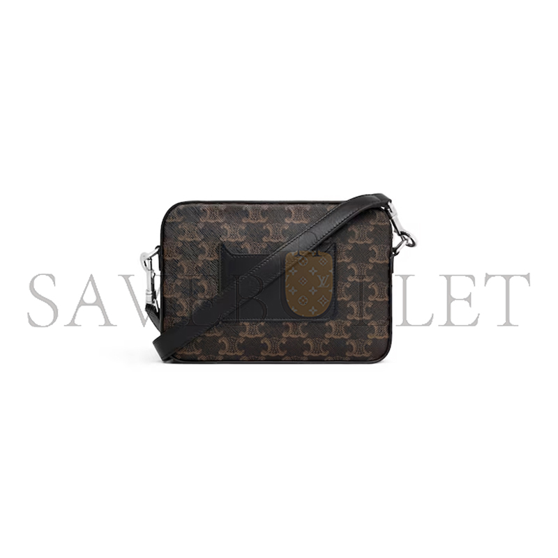 Ce1i*e small messenger bag in triomphe canvas and calfskin 113942evj.38si (20.5*15*5cm)